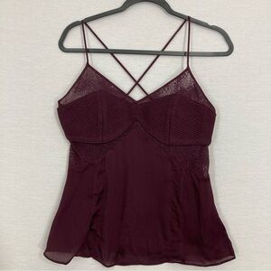 Talula Burgundy Lace Trim Cami Top
